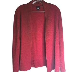 Eileen Fisher‎ Wool Burgundy Cardigan 100% Wool with Italian Yarn Size Small